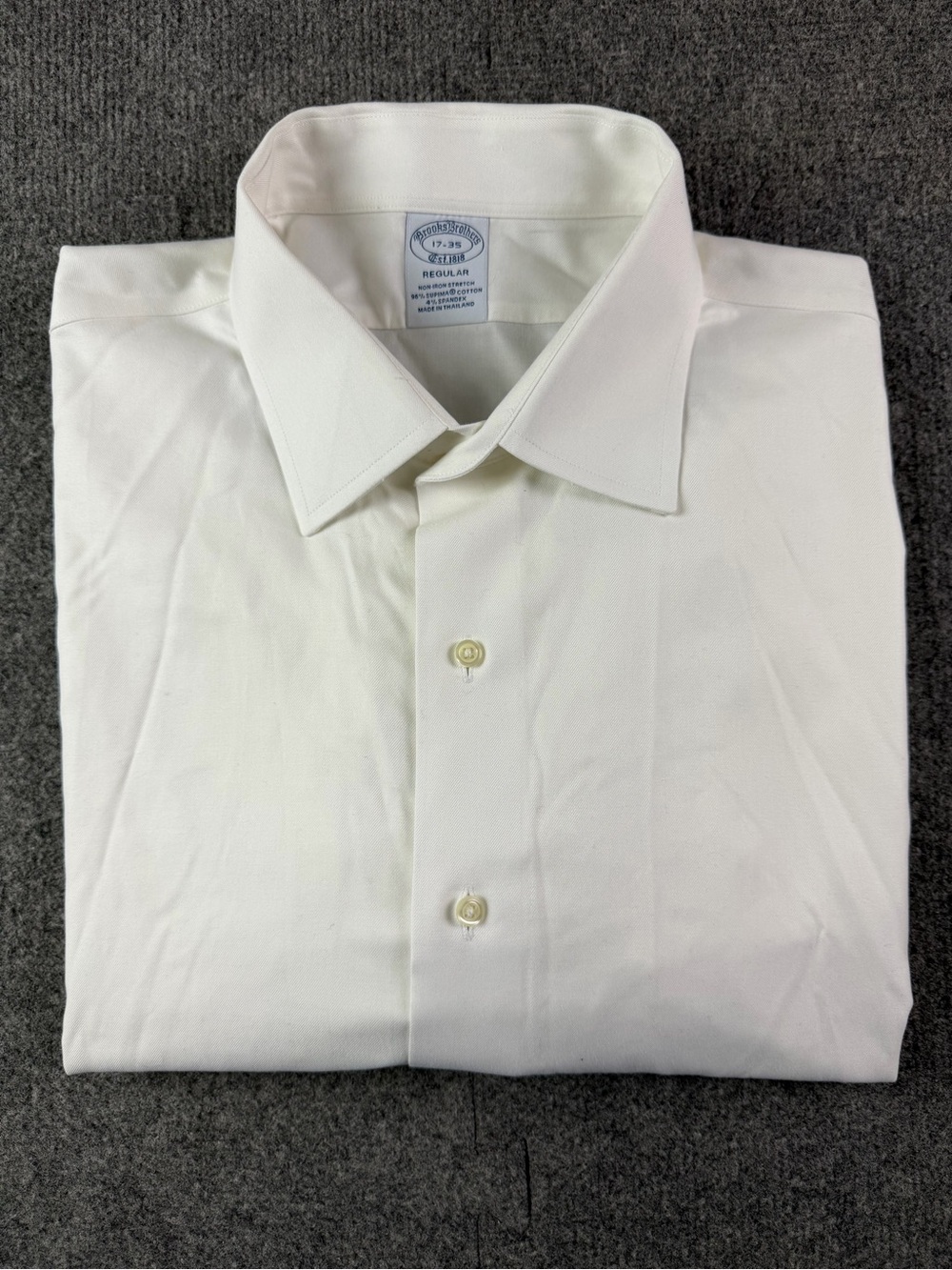 Brooks Brothers Regular Fit Mens Cotton Blend L/S Dress Shirt Size 17/35 White